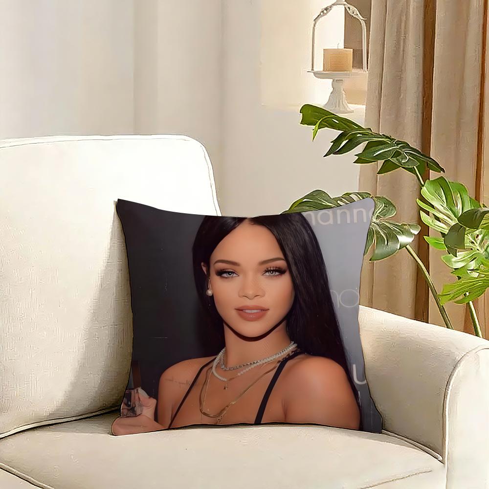 Rihanna Cushion Cover Reversible Plush Pillow Cover Soft Fluffy Home Decor for Sofa Bedroom