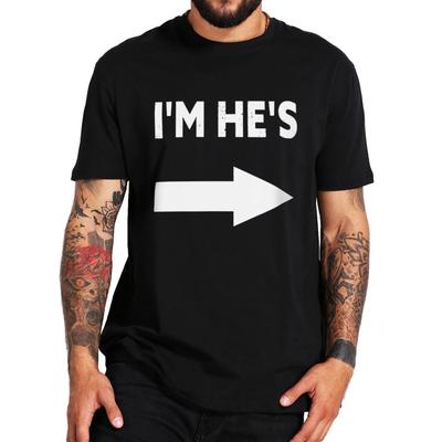 Мужская футболка Im Hes Hem Is Футболка Смешной Мем Шутки для Пары Короткий Рукав Хлопок Круглый Вырез Повседневная Футболка с Круглым Вырезом