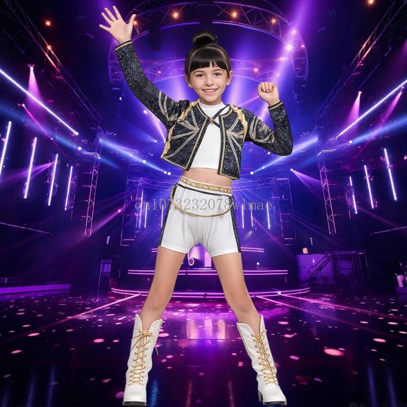 K-Pop Охотники на демонов Зои Руми Мира Комплект костюма Huntrix Золотой Косплей Девушки 3D Печать Сценическая одежда Униформа Наряды для ролевых игр