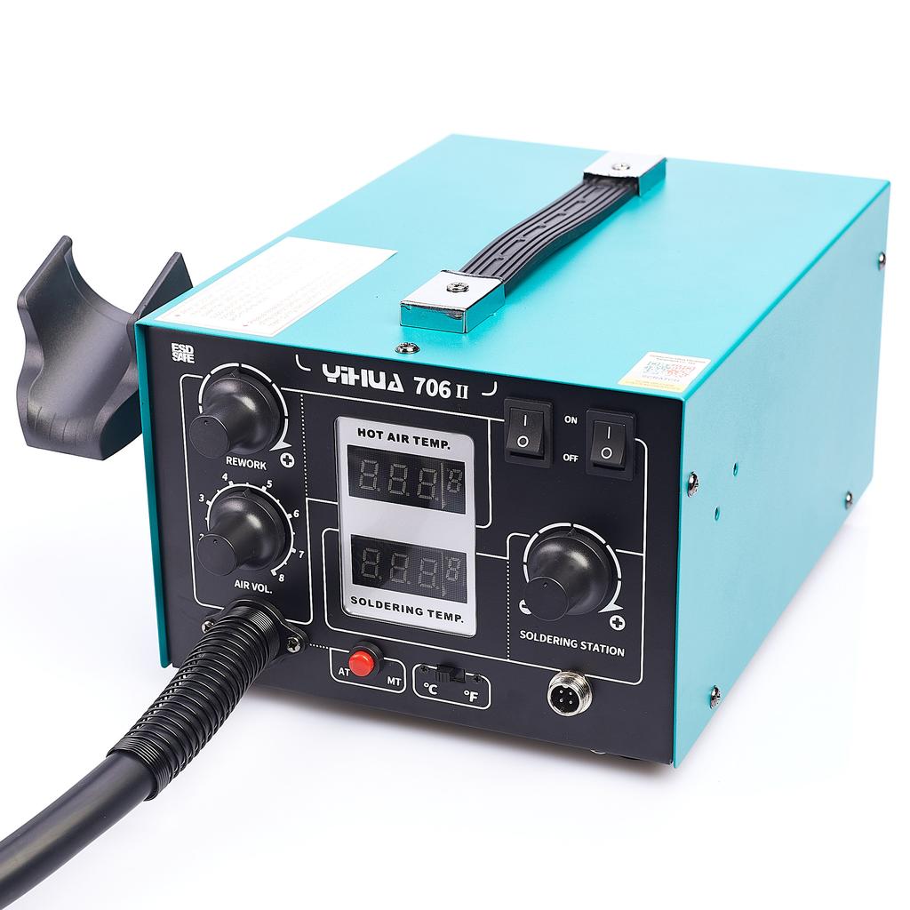Professional 2-In-1 Hot-Air Soldering Station + T12 Yihua 706 Ii System