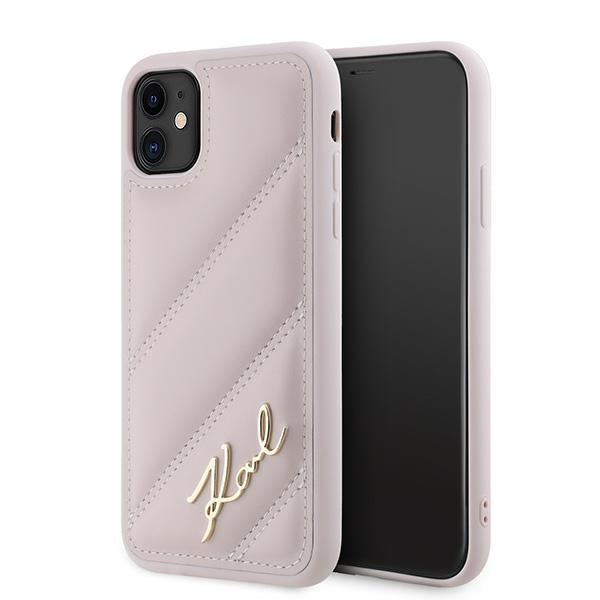 Etui do iPhone 11 Karl Lagerfeld Diagonal Quilted Hardcase Różowe