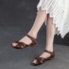 Fashion GKTINOO 2025 Summer New Peep Toed Hollowed Out Hand Woven Flat Sandals Genuine Leather Retro Low Heel Women's Shoes