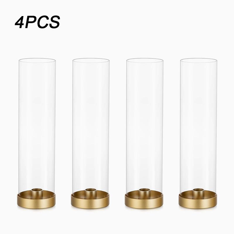 Набор из 4 подсвечников, золотой абажур, подсвечник, серебряные прозрачные стеклянные подсвечники, скандинавские, 3 цвета