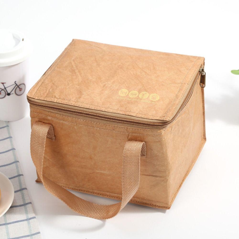 Leakproof Foldable Reusable Insulation Package Tote Canvas Lunch Bag Food Hand Bags Waterproof Lunch Bag Kraft Paper Bags