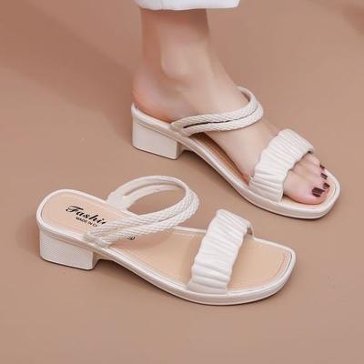 Новые летние женские нескользящие толстые подошвы пляжные сандалии модные мягкие подошвы повседневные домашние тапочки