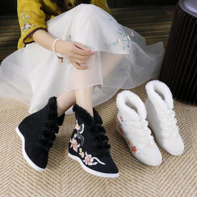 Женские зимние теплые повседневные ботильоны, нескользящие зимние ботинки с флисовой подкладкой, высокие ботинки, удобные вышитые короткие ботинки с подкладкой из искусственного меха для женщин