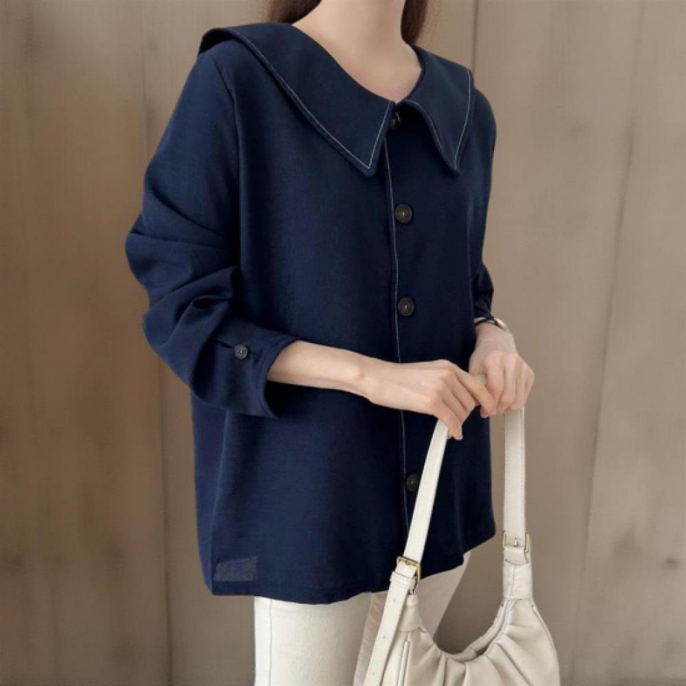 New Arrivals Open Run Women Stitch Design Collar Neck Oversize Shirt Nk Olr 001