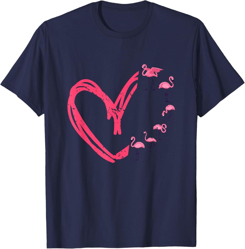 Мужская футболка с графическим принтом «Сердце фламинго» Повседневная с коротким рукавом и круглым вырезом Хлопковая футболка Ко Дню святого Валентина