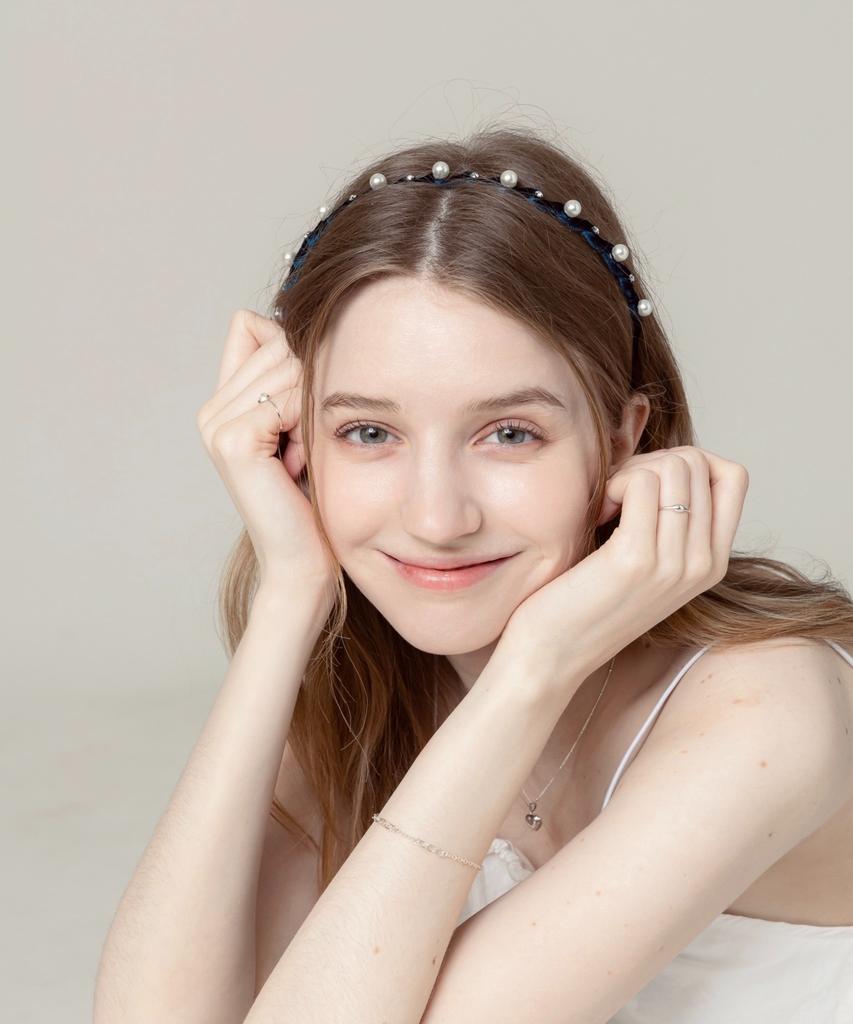 Синяя жемчужная повязка на голову Lilykori