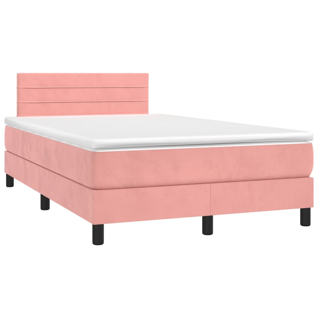 Box Spring Bed with Mattress Pink 120x200 cm Velvet