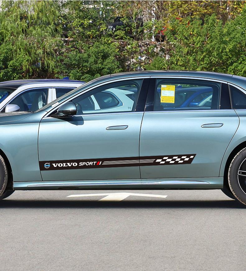 fhsxa1 2Pcs Car Stickers Side PU Sports Decal Stickers Accessories For Volvo Rdesign Polestar AWD V50 S60 XC60 S40 XC40 XC90 V60 S80