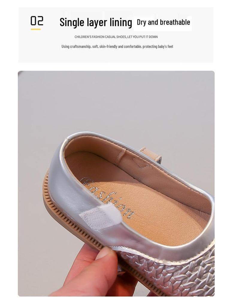 Девочки весна 2026 Мягкая подошва Кожаные Туфли-лоферы Принцессы