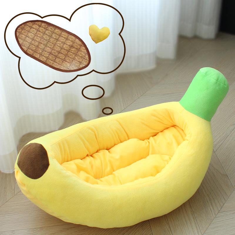 Cartoon Banana Pet Bed for Cats and Small Dogs - Teddy, Bichon, Pomeranian - Four Seasons Mat