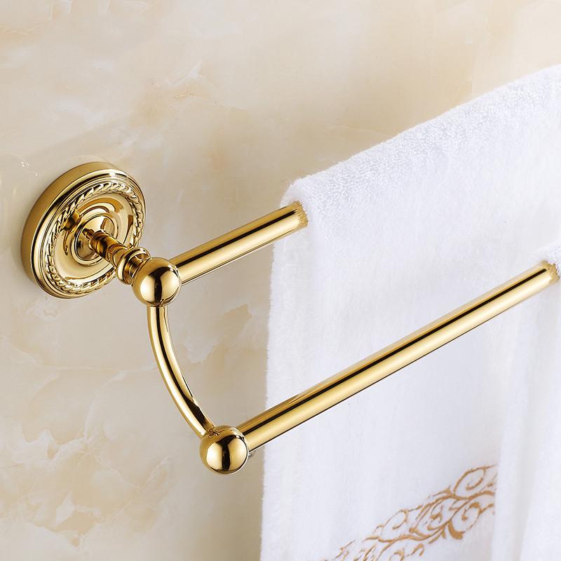 Towel Bars Double Rails Brass Wall Shelves Towel Holder Bath Shelf Towel Hanger Bathroom Accessories Black Towel Rack HJ-1311