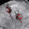 Серьги с асимметричным камнем Red Moon Gem, хип-хоп, готика, темные серьги-подвески, кисточка, цепочка, серьга-капелька, дальняя пряжка, ювелирный аксессуар