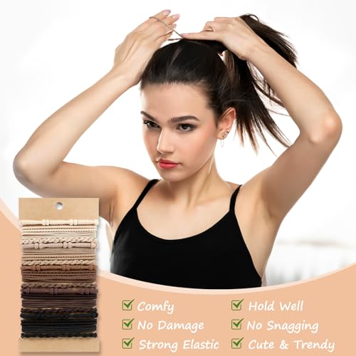 Hair band, high-elastic rubber hair tie, brown color