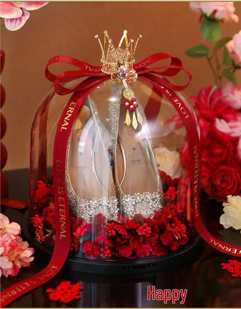 Свадебный набор хрустальной обувной коробки с замком и фотореквизитом – Идеально для свадебных игр и сюрпризов