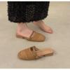 Fashion New Style Vintage Women Slip-on Toe Half Slippers Women's Outwear French Fairy Style Thick Heels Holiday Shoes Zapatos Mujer
