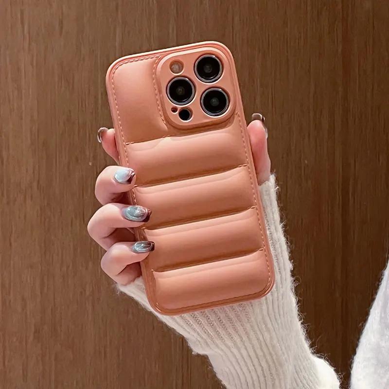 Роскошный пуховик, силиконовый чехол с мелкими отверстиями для iPhone 15 14 13 12 11 XR XS Pro Max Plus, мягкий защитный чехол для телефона на зиму
