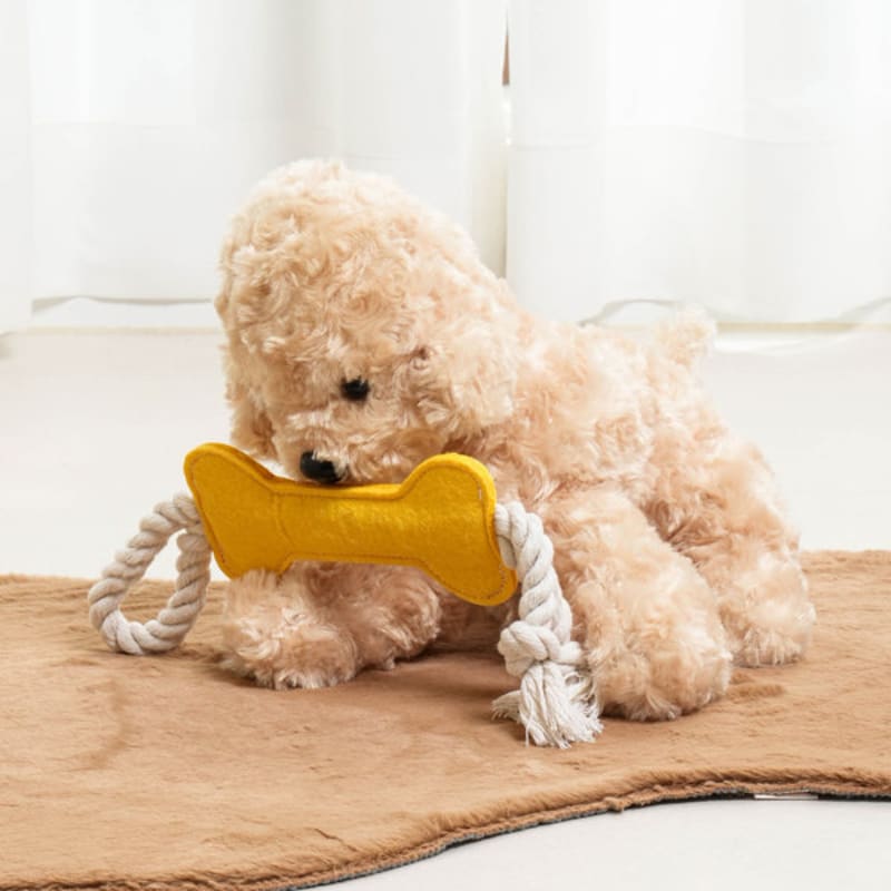 [Pet] Нетканая игрушка-веревка из кости, желтая