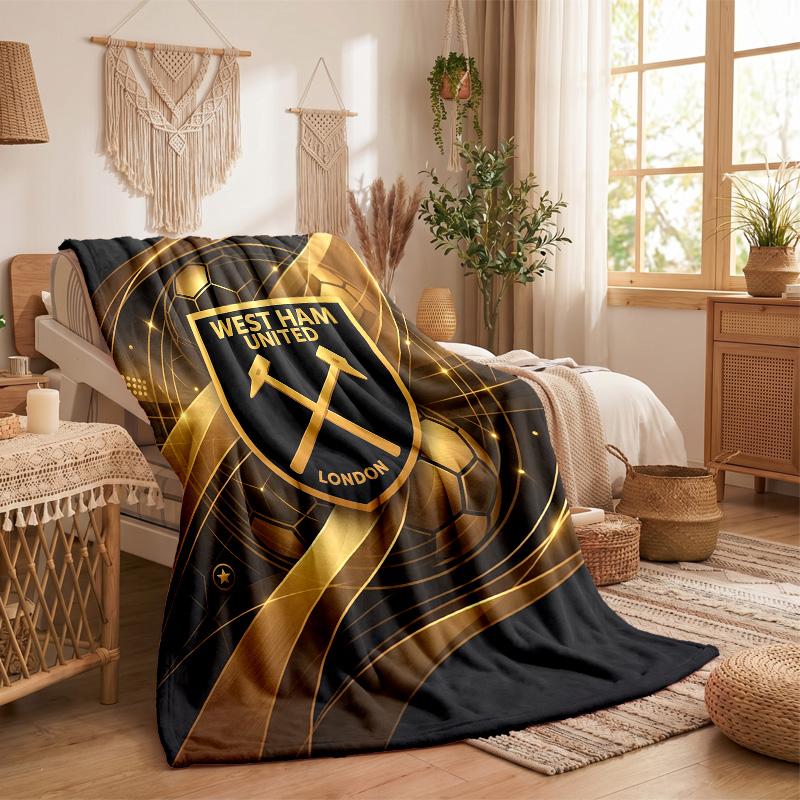 West Ham United Football Print Flannel Blanket Soft Warm Sofa Bed Throw Blanket For Home Office Bedroom