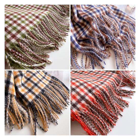 Women Scarf Plaid Print Knitting Shawl with Tassel Decoration Warm Scarf Versatile Comfortable Hair Accessory