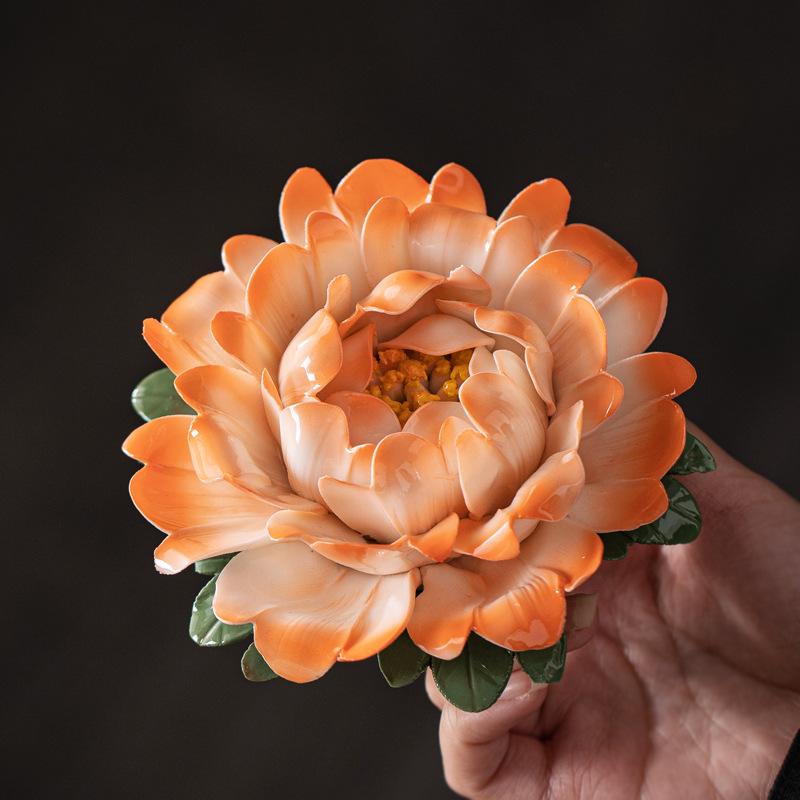 Имитация ручной лепки пион фарфоровый цветок керамический нитевидный благовонный держатель благовонная вставка чайная церемония настольный декоративный