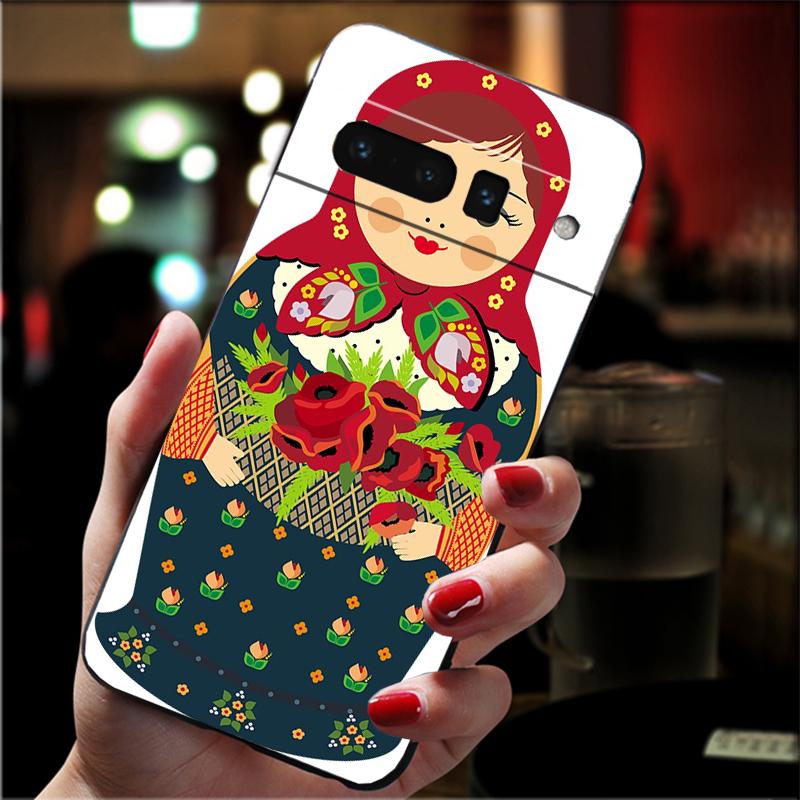Phone Case For Google Pixel 10 9 Pro XL 9A 8 7 6 Pro Pixel 8A 7A 6A Pixel 8 7 6 5 Cute Russian Dolls Pattern Matryoshka