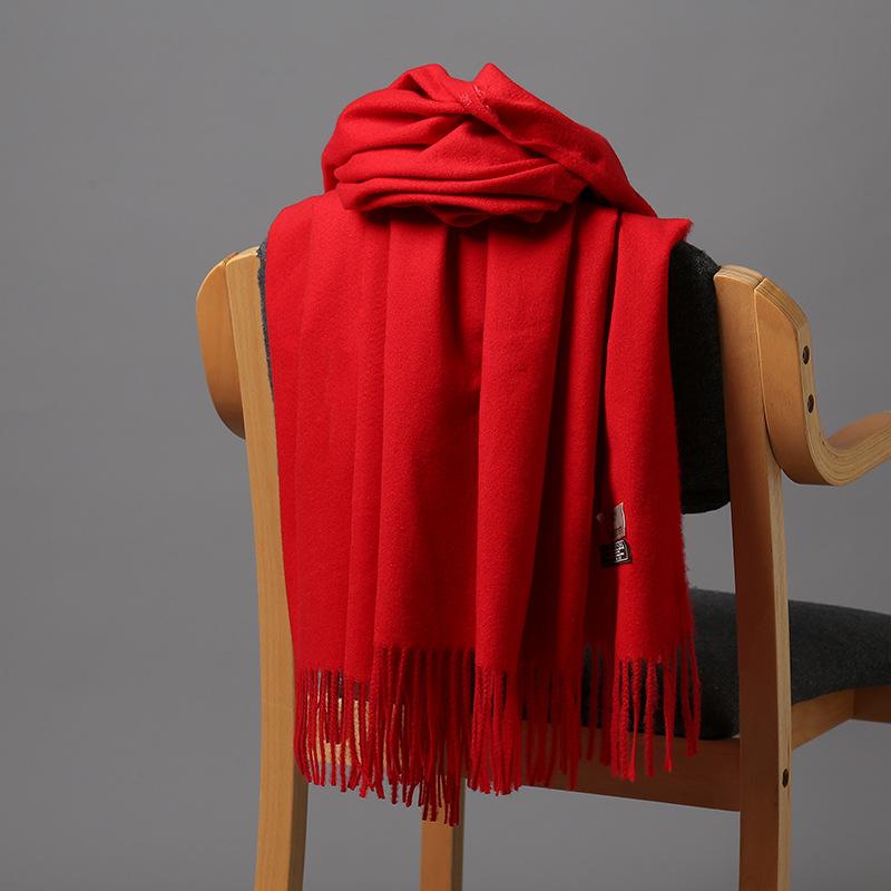 2025 New Autumn/Winter Women'S 18 Solid Color Imitation Cashmere Scarf, Single Color Thickened Warm Shawl