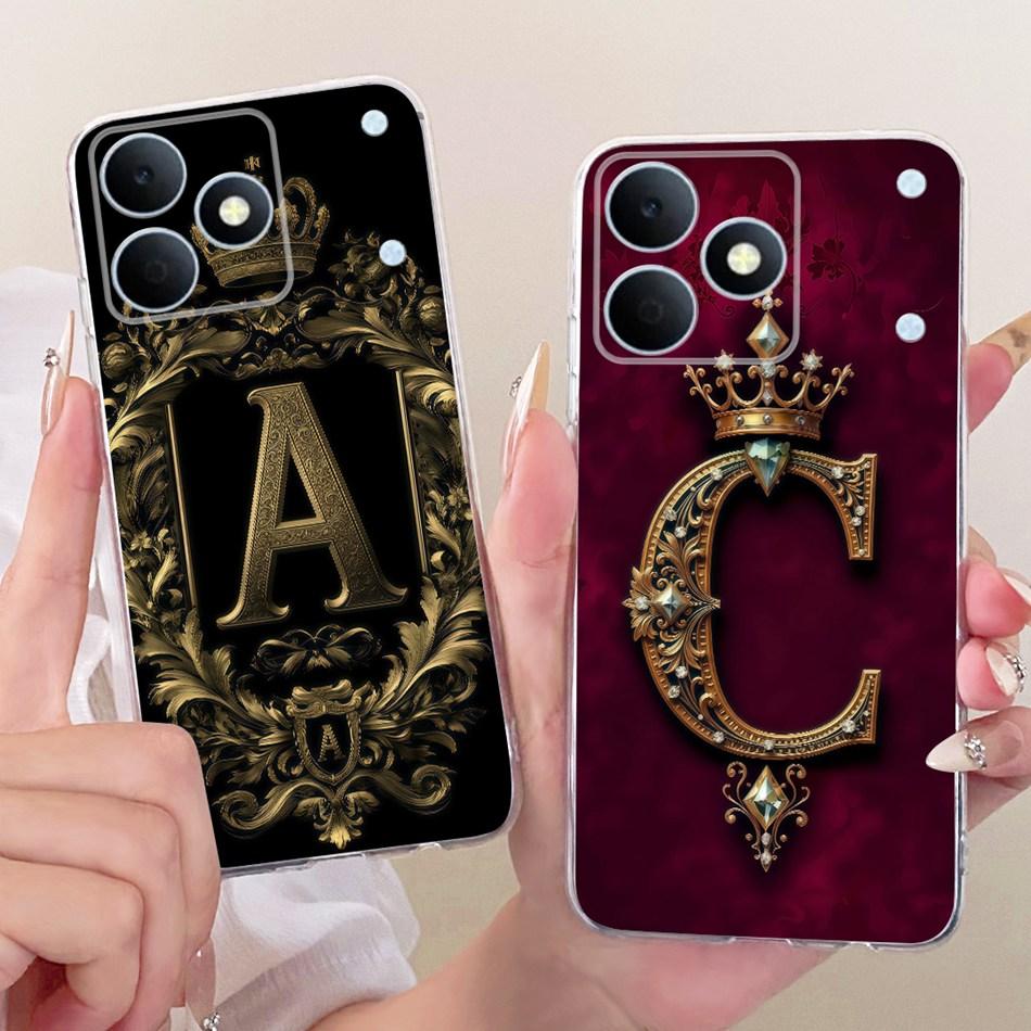 For Realme Note 80 2026 Royal Crown Initial Letter Couple Phone Case For Realme Note80 RMX5388 Soft Silicone TPU Covers Bumpers