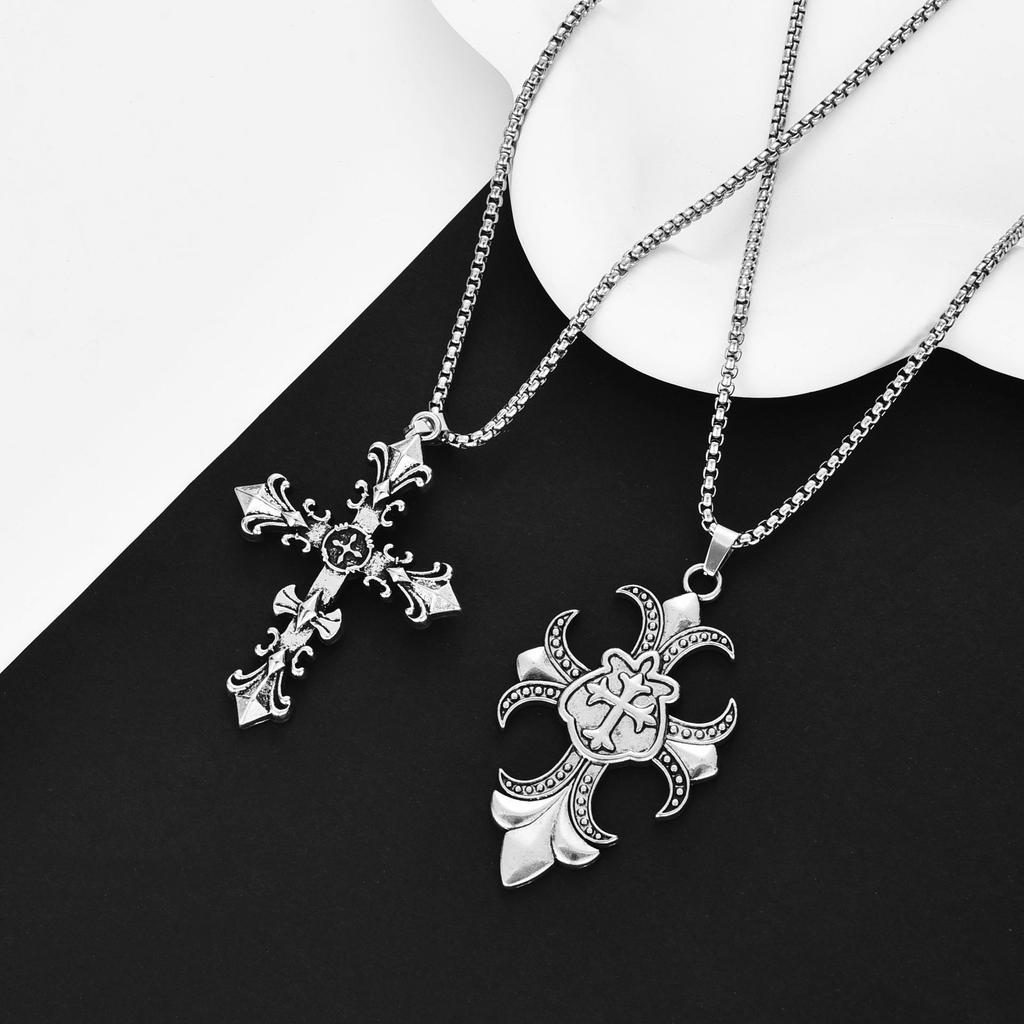 Винтажная хип-хоп цепочка-ожерелье: Подвеска «Пылающий крест» Унисекс.