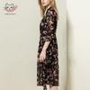 Sinoford Floral 3/4 Sleeve Loose Mulberry Silk Dress