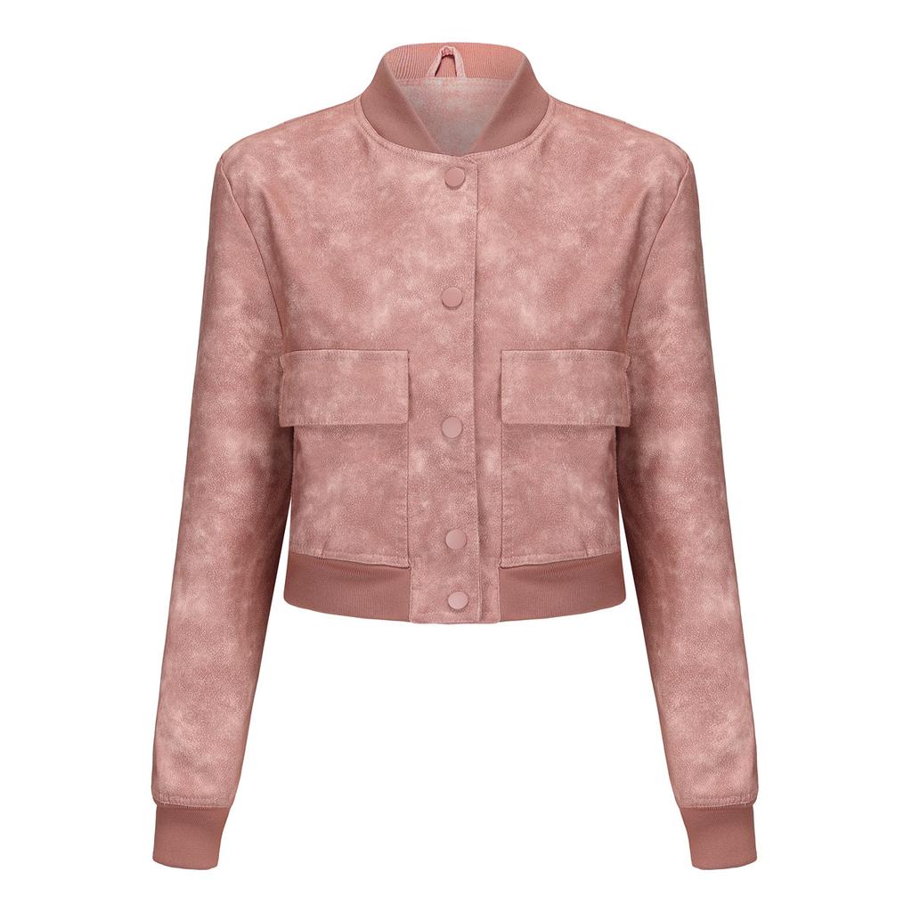 Loose Cardigan Jacket Casual Jacket Fashion Ribbed Shrunken Leather Jacket Women