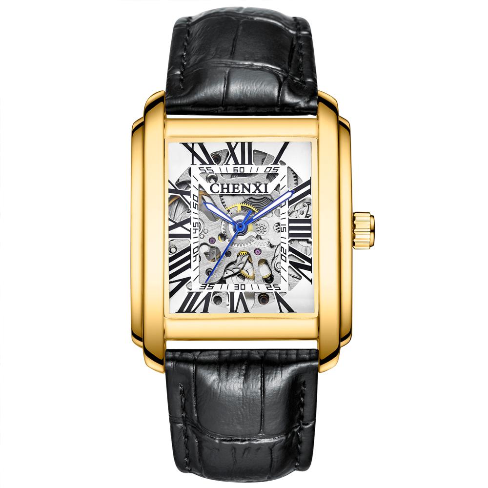 CHENXI Fashion Rectangle Watch Men Casual Watches Waterproof Automatic Mechanical Wristwatches Men Skeleton Watches Reloj