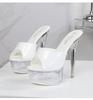 Женские босоножки на платформе, модные, для ночного клуба, высокий прозрачный каблук 13 см/15 см, лакированная кожа LFD-190-A76