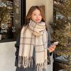 2025 Korean Imitation Cashmere Scarf Women's Autumn and Winter High-end Warm Shawl Cute Versatile Plaid Scarf