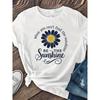 Sunshine Printed T-Shirts, Patterned Printed Round-Neck T-Shirts, Round-Neck Short-Sleeved T-Shirts, Round-Neck Tops, Casual Short-Sleeved T-Shirts