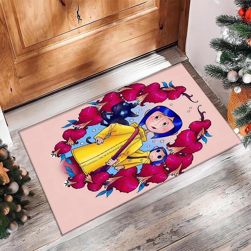Coraline Printed Crystal Velvet Area Rug, Soft Anti-Slip Water Absorbent Floor Mat for Living Room Bedroom