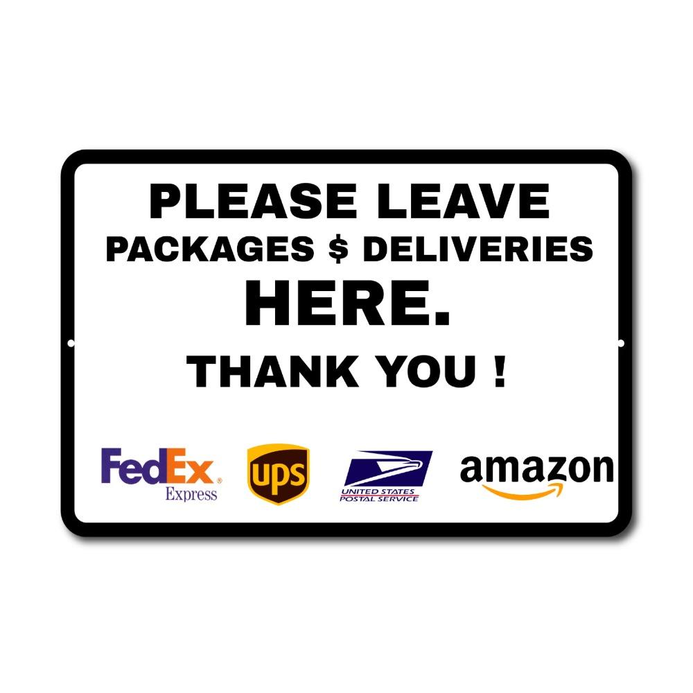 DORA Tin Sign Do Not Knock Tin Metal Sign Please Leave Deliveries Packasslnges Here Business Sign