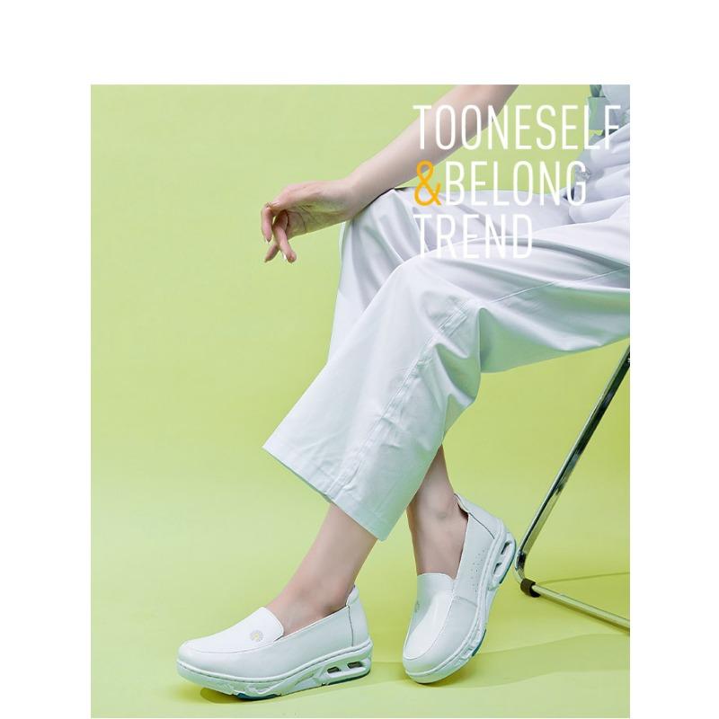 Новые кожаные туфли для медсестер на воздушной подушке из ЭВА, белые, удобные, с мягкой подошвой, модные, белые туфли