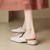 Мода 2025 Лето Женские Мюли Натуральная Кожа Женская Обувь Квадратный Носок Низкий Каблук Обувь Закрытый Носок Слипоны Женские Сандалии Ретро Шлепанцы