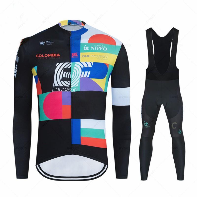 Men Women Cycling Jersey Set Long Sleeve Mountain Road Bike Outfit Breathable Quick Dry