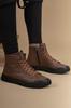 Men's Fashion Faux Leather Flat Heeled Booties Bootie Boots Tan Shoes