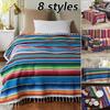 New   8 Color Mexican Stripe Outdoor Cotton Blanket Rainbow Beach Blanket Mattress with Tassel Bed Travel Picnic Rug Sofa Cover