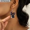 2D Flat Halloween Earrings for Women, Cute Black Cat Earrings for Halloween Party, Halloween Theme Jewelry for Women