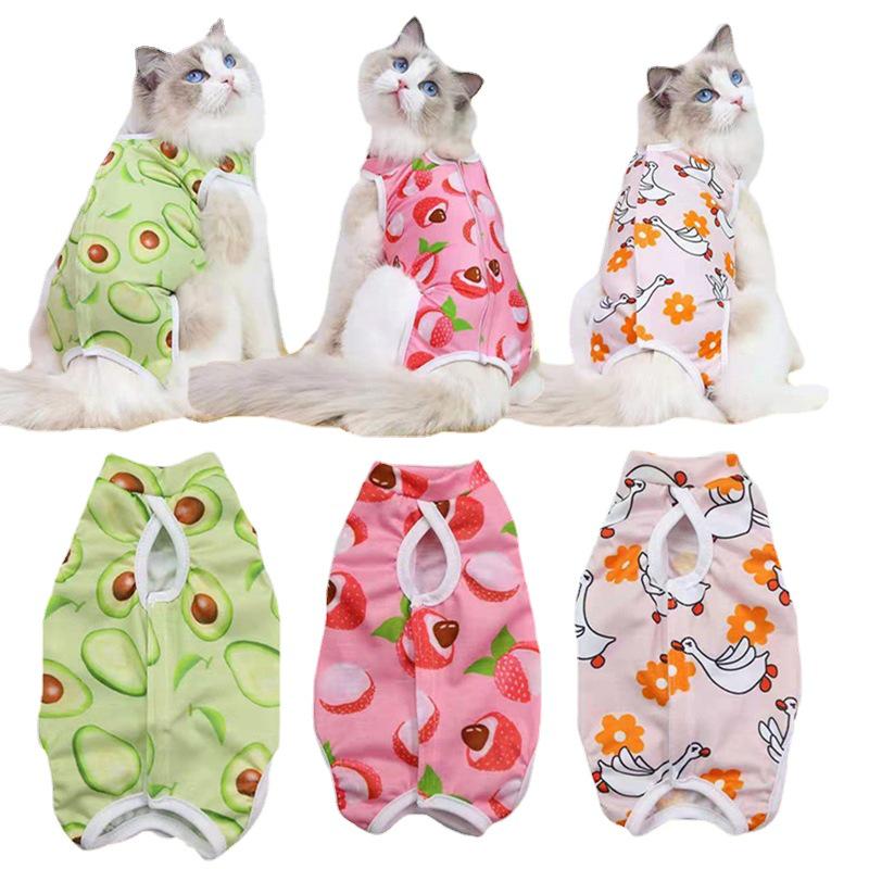 Защитная одежда для кошек после операции - защита от укусов и облизывания, с мультяшным принтом