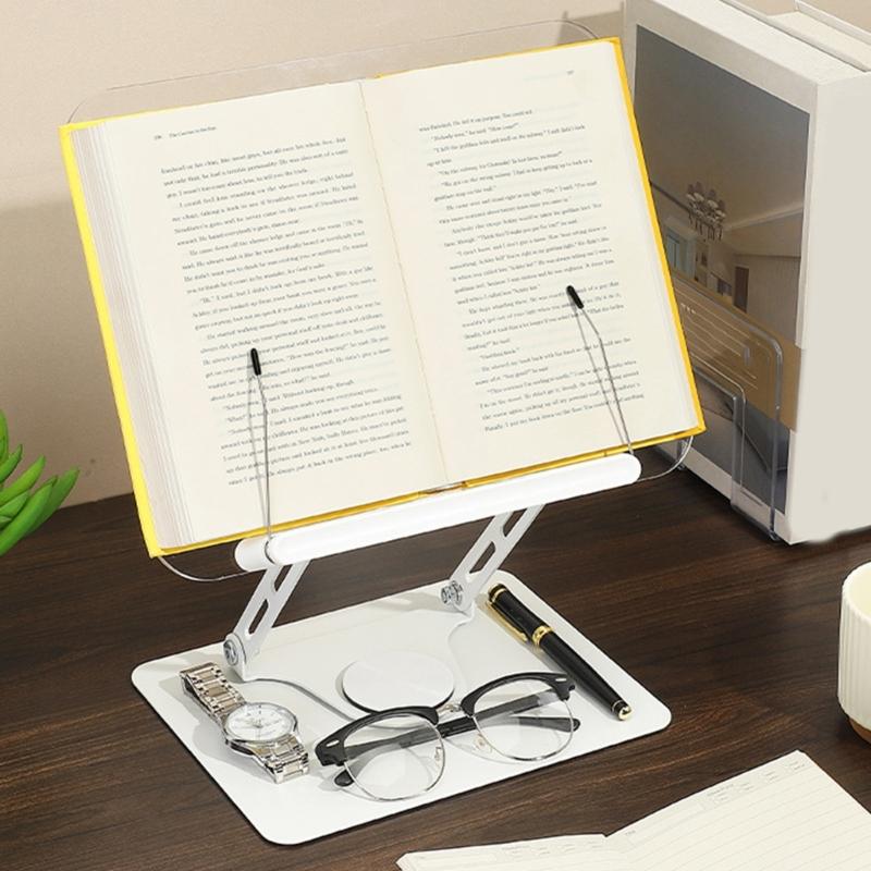 Эргономичная акриловая подставка для книг, регулируемая по высоте и углу, для чтения, учебы и готовки. Складная, портативная конструкция.