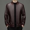 Men's Spring and Autumn Genuine Leather Jackets, Middle-aged Men's Casual Stand-up Collar Sheepskin Jackets, Dad Clothes