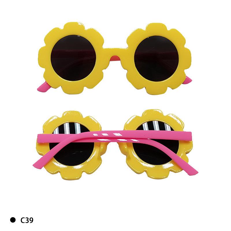 Солнцезащитные очки для детей с защитой от ультрафиолета, модные разноцветные детские очки, солнцезащитные очки с изображением подсолнуха для женщин