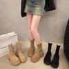Платформа Высокий каблук Женские короткие сапоги Модные полые туфли Осень Зима Новые женские ботильоны
